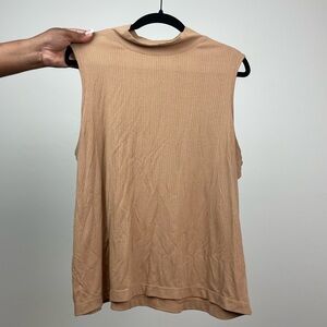 Ribbed Mock Neck Sleeveless Top